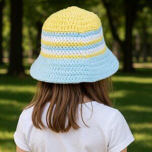 Crochet Striped Bucket Hat (New)